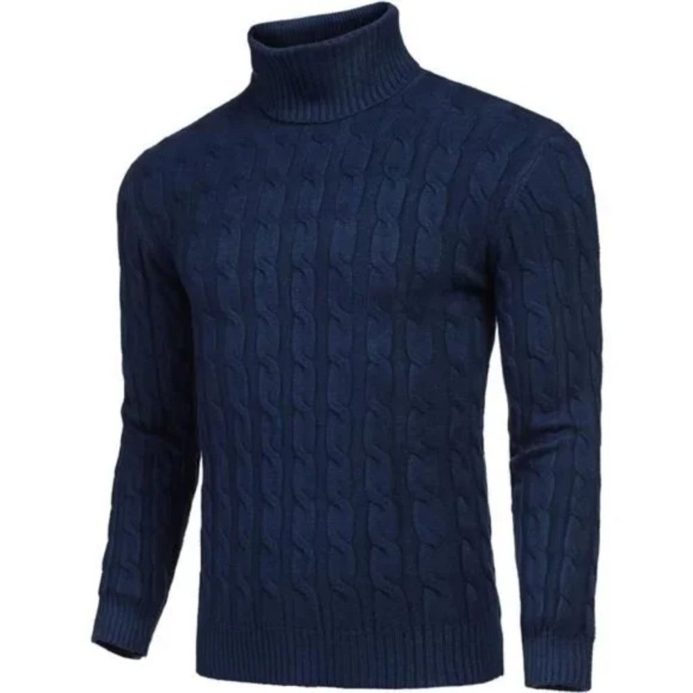 Men's Slim Fit Turtleneck Sweater Navy Blue